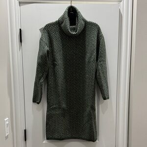 Madewell Olive Green Textured wool blend Turtleneck Sweater dress XXS